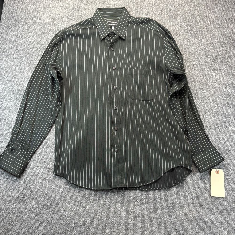 Armand Thiery AT Expression Shirt Mens Large L Black White Vertical Pinstripe LS